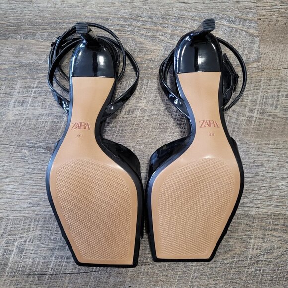 ZARA | Square Open Toe Strappy High Heel Sandals | Sz. 36 - Picture 7 of 8